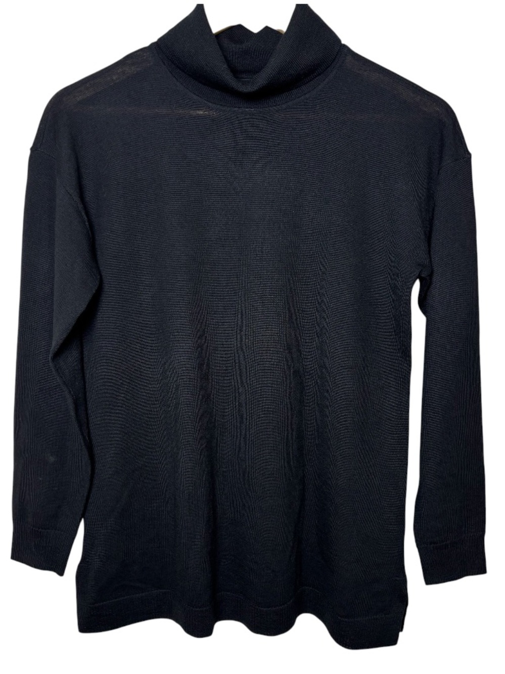 Talbots Pure Merino Wool Sweater Turtleneck Women's MP Black Capsule Luxury FLAW